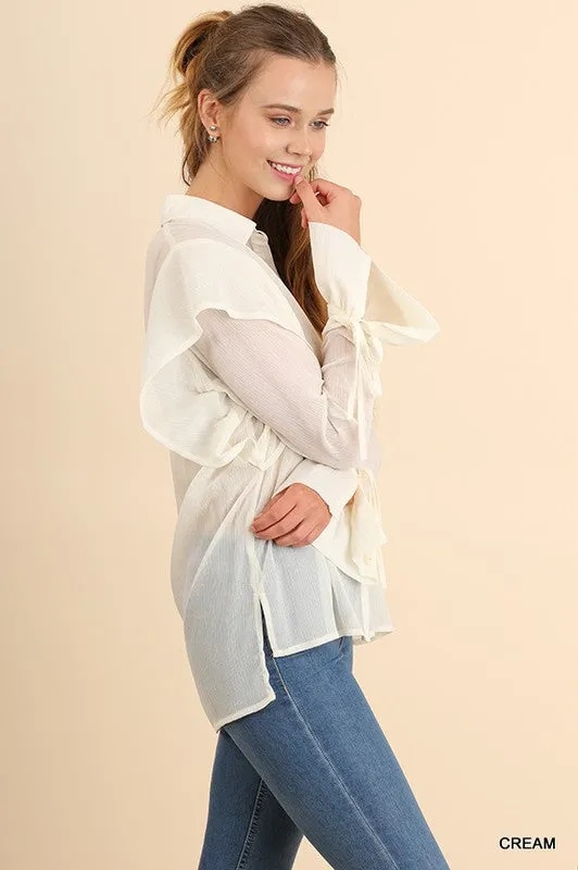 Transparent Button Up Blouse