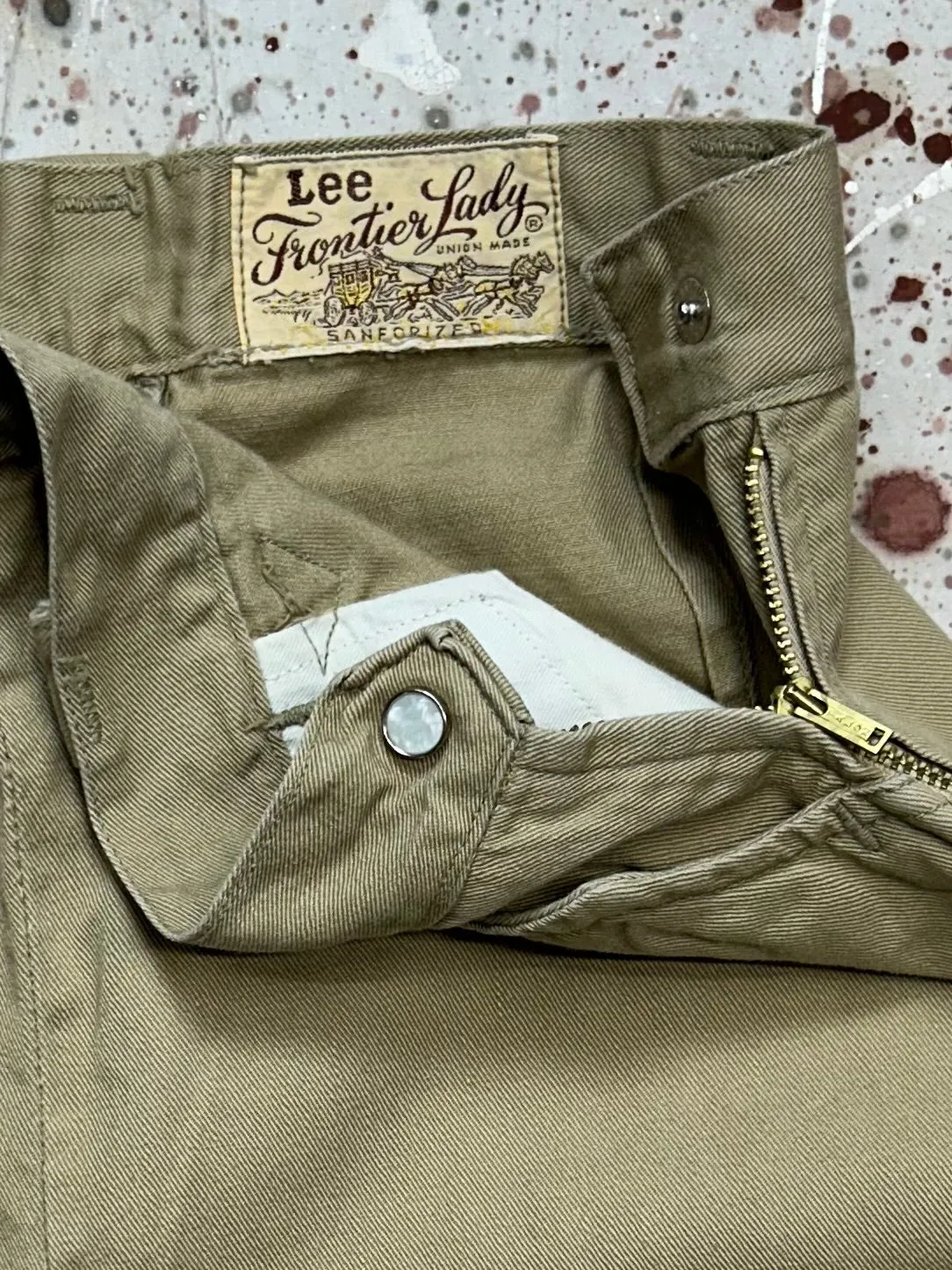 Vintage USA 1960's Lee Frontier Lady Side Zip Khaki Pants (JYJ1024-345)