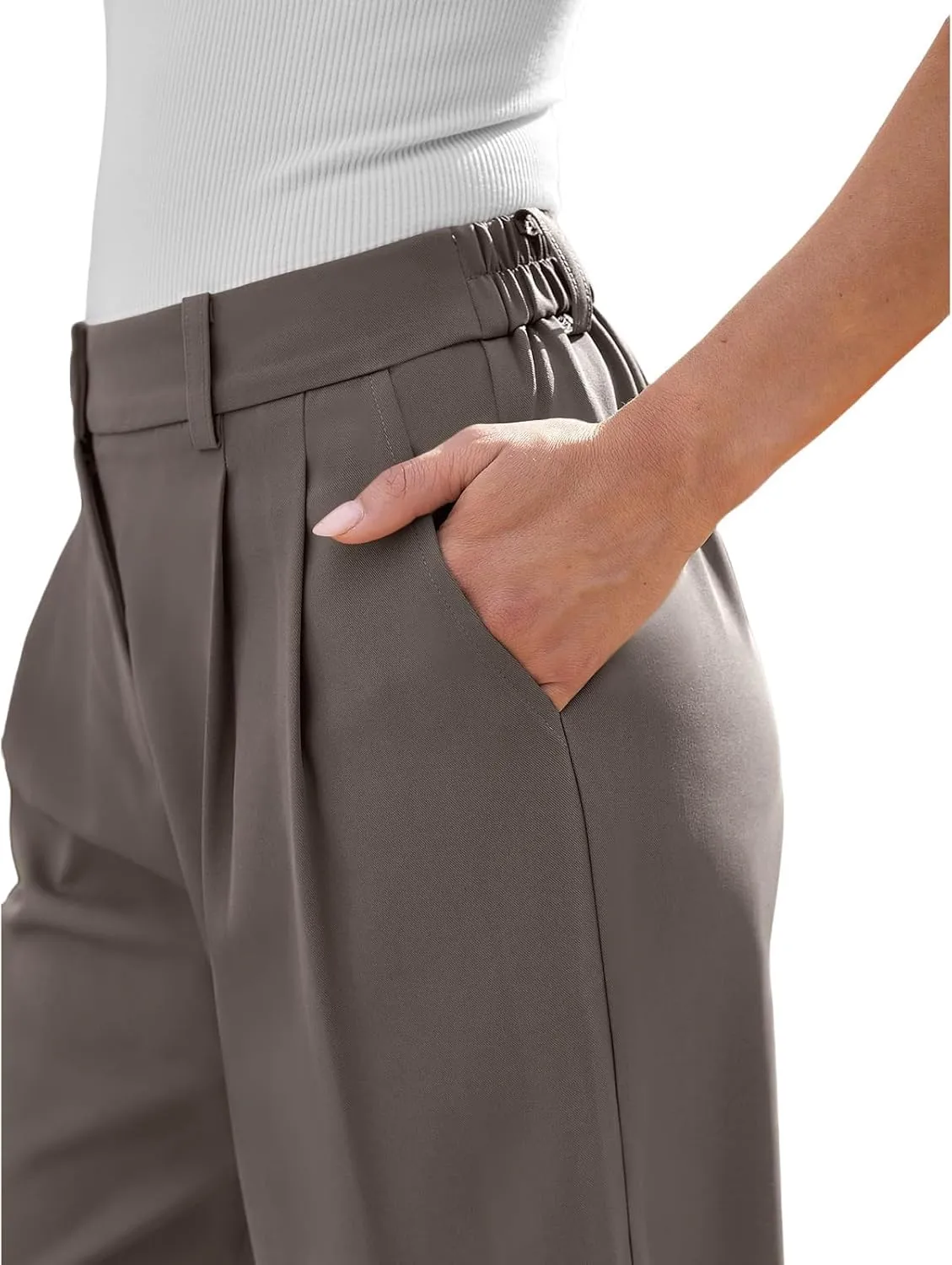Wide Leg Dress Pants for Women High Waisted Lounge Pant Business Casual Trousers Flowy Palazzo Pants with Pocket