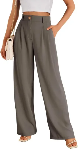 Wide Leg Dress Pants for Women High Waisted Lounge Pant Business Casual Trousers Flowy Palazzo Pants with Pocket