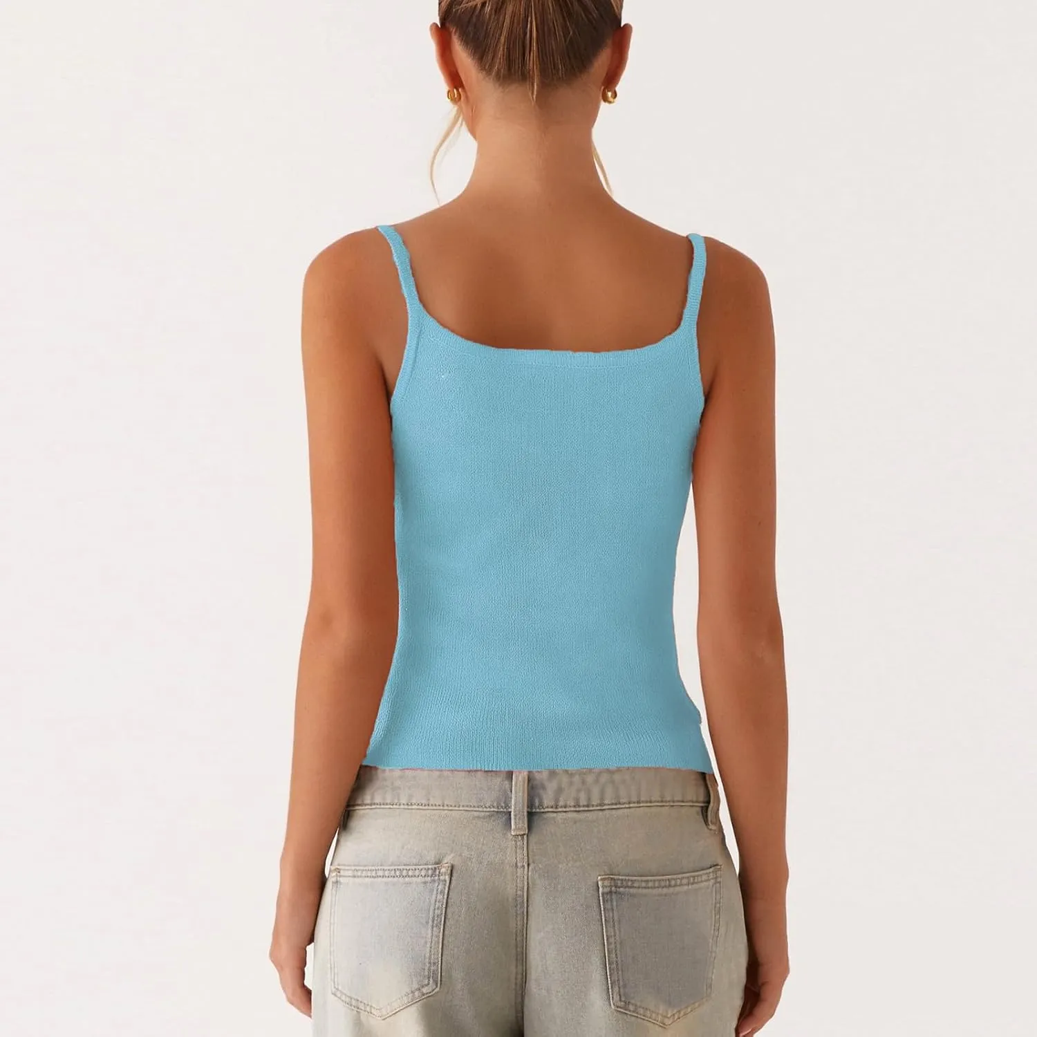 Women Sparkly Y2k Knit Cami Top Starfish Sequin Cami Tank Top Knitted Glitter Camisole Crop Tops Going Out