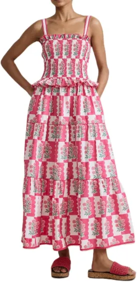 Women Summer Boho Tie Shoulder Dress Y2k Floral Smocked Flowy Long Dress Ruffle Tiered Beach Vocation Sundress