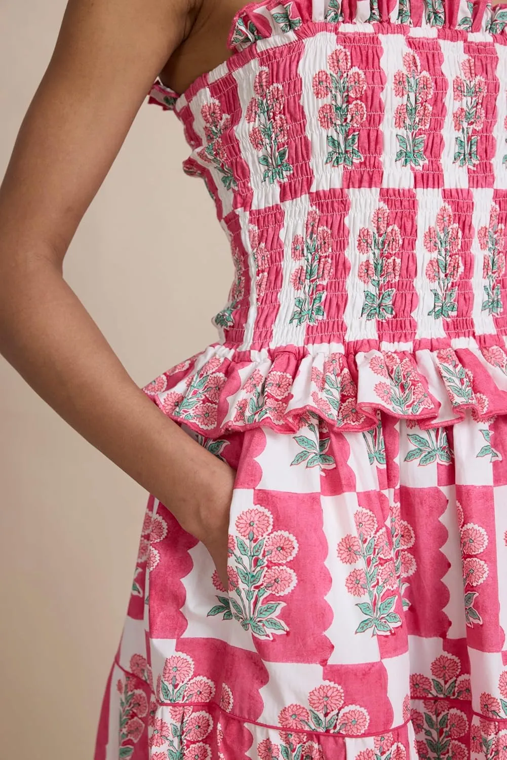 Women Summer Boho Tie Shoulder Dress Y2k Floral Smocked Flowy Long Dress Ruffle Tiered Beach Vocation Sundress