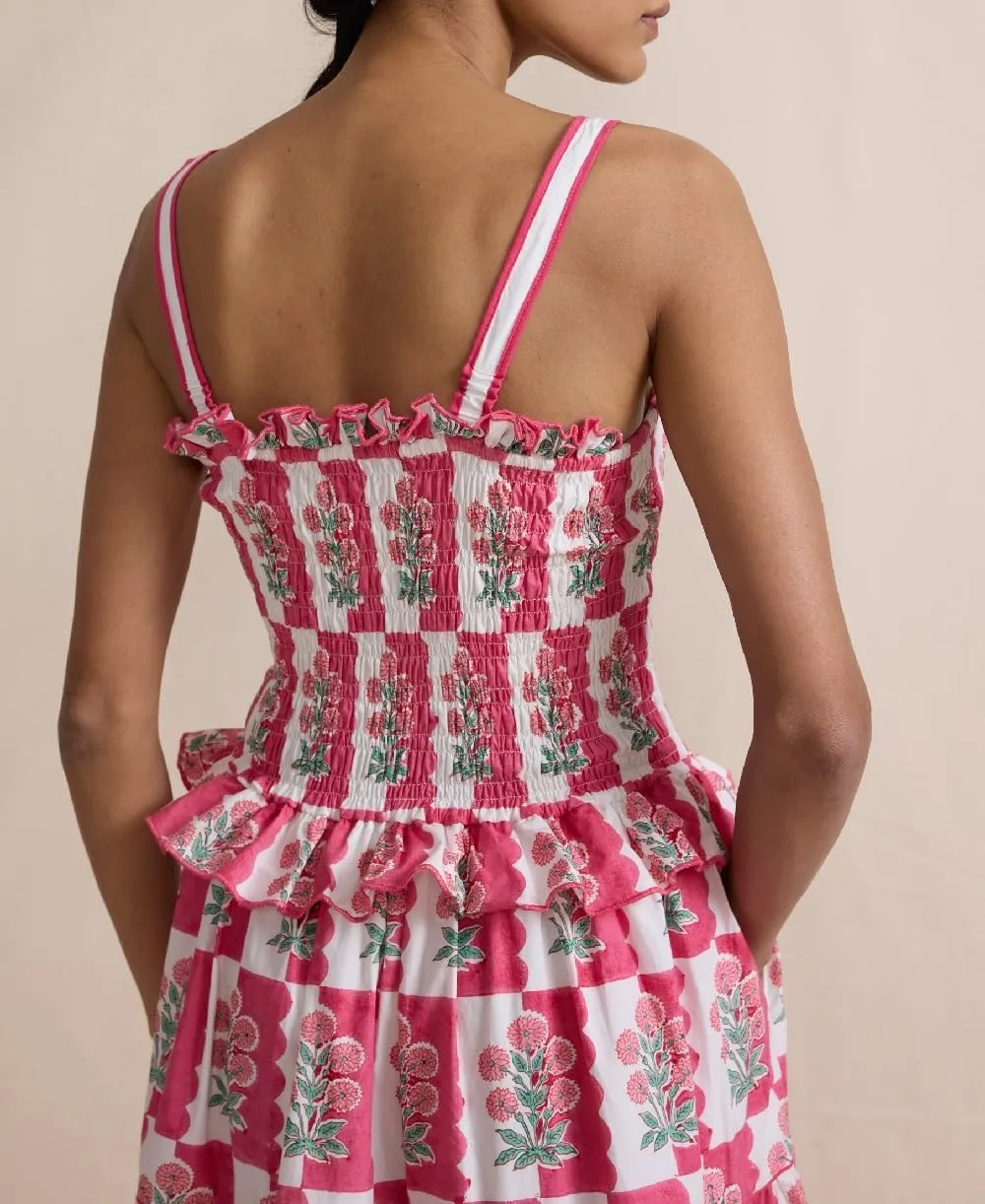 Women Summer Boho Tie Shoulder Dress Y2k Floral Smocked Flowy Long Dress Ruffle Tiered Beach Vocation Sundress