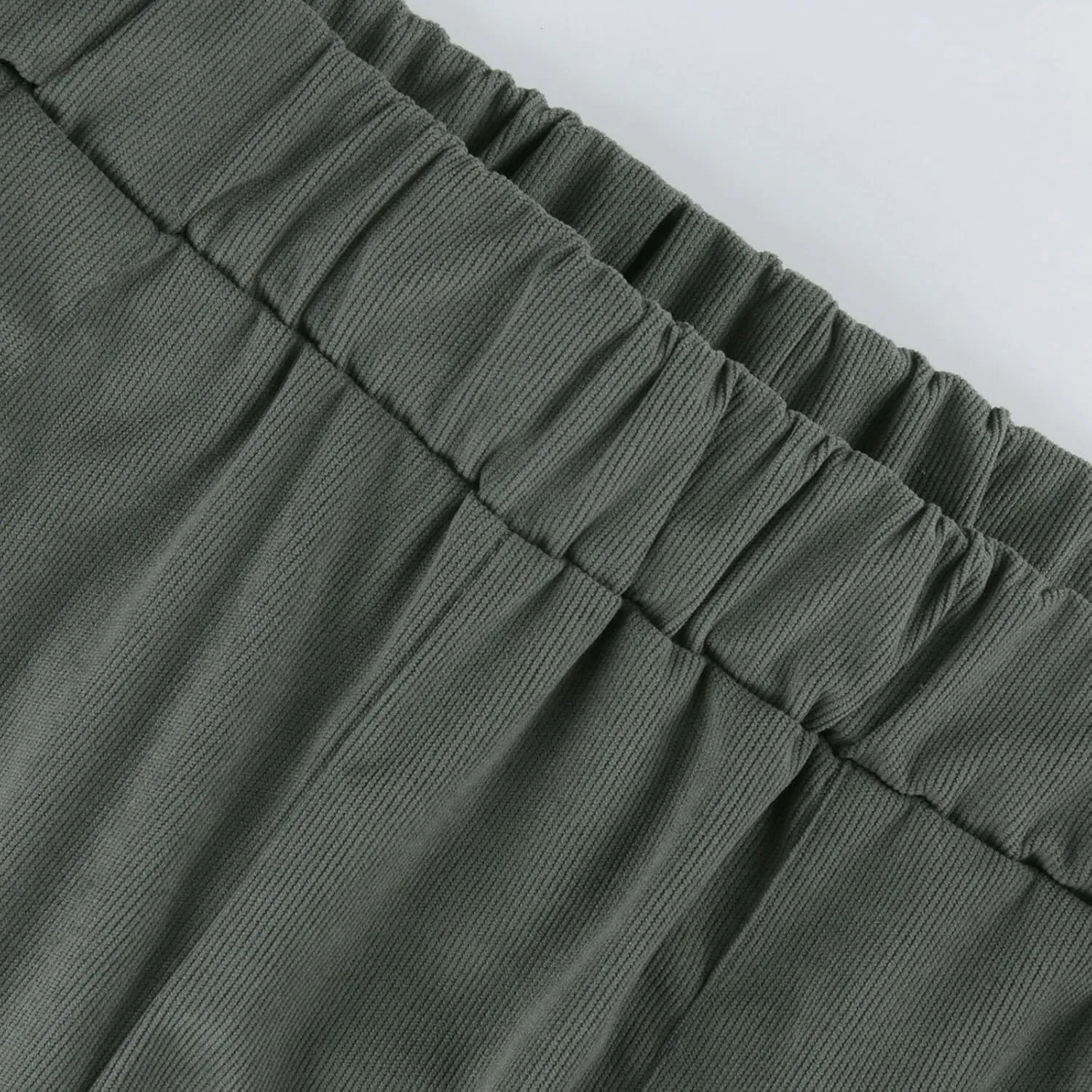 Women's Elastic Waist Winter Casual Pants with Pockets Fashion Thermal Corduroy Trousers Solid Colour Straight Pant
