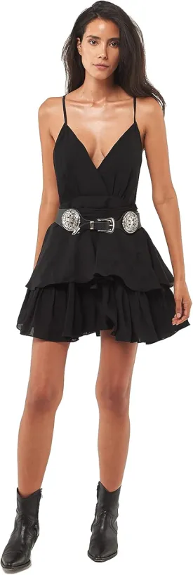 Women's V-Neck Tiered Check Mini Dress