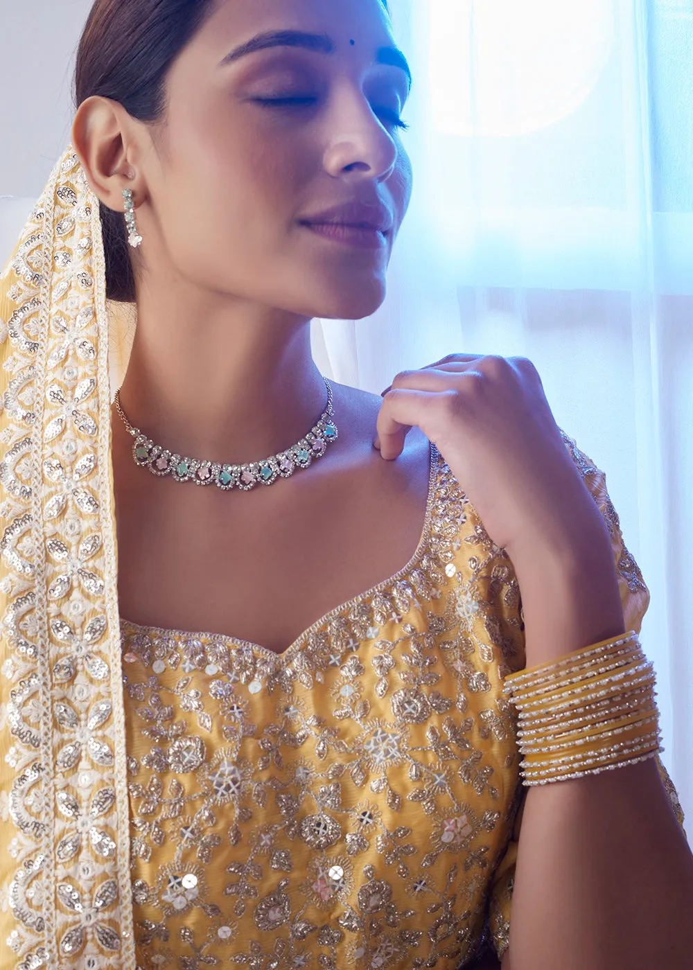 Yellow Designer Style Embroidered Wedding Lehenga Choli