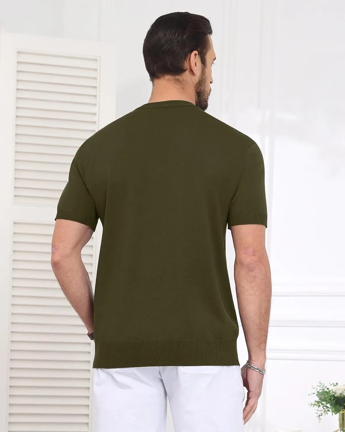 YTD Men's Knit Casual Button Down Shirts Short Sleeve Textured Summer Beach Shirts